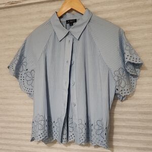 J. Crew Light Blue Eyelet Blouse